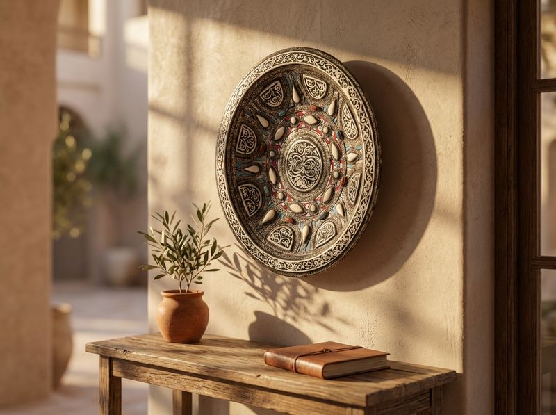 Safi Royale: Silver Filigree & Gemstone Ceramic Platter detail