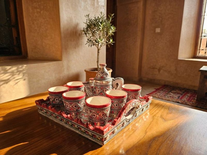 The 'Marrakech Filigree' Ceramic & Metal Tea Service detail