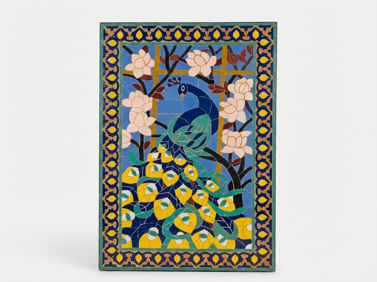 The Royal Peacock of Fes Zellige Panel view 2