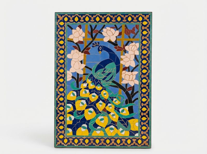 The Royal Peacock of Fes Zellige Panel