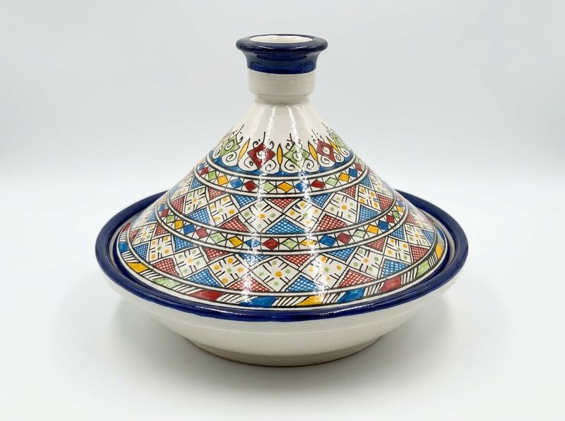 Azure Mosaic: Hand-Painted Ceramic Serving Tagine