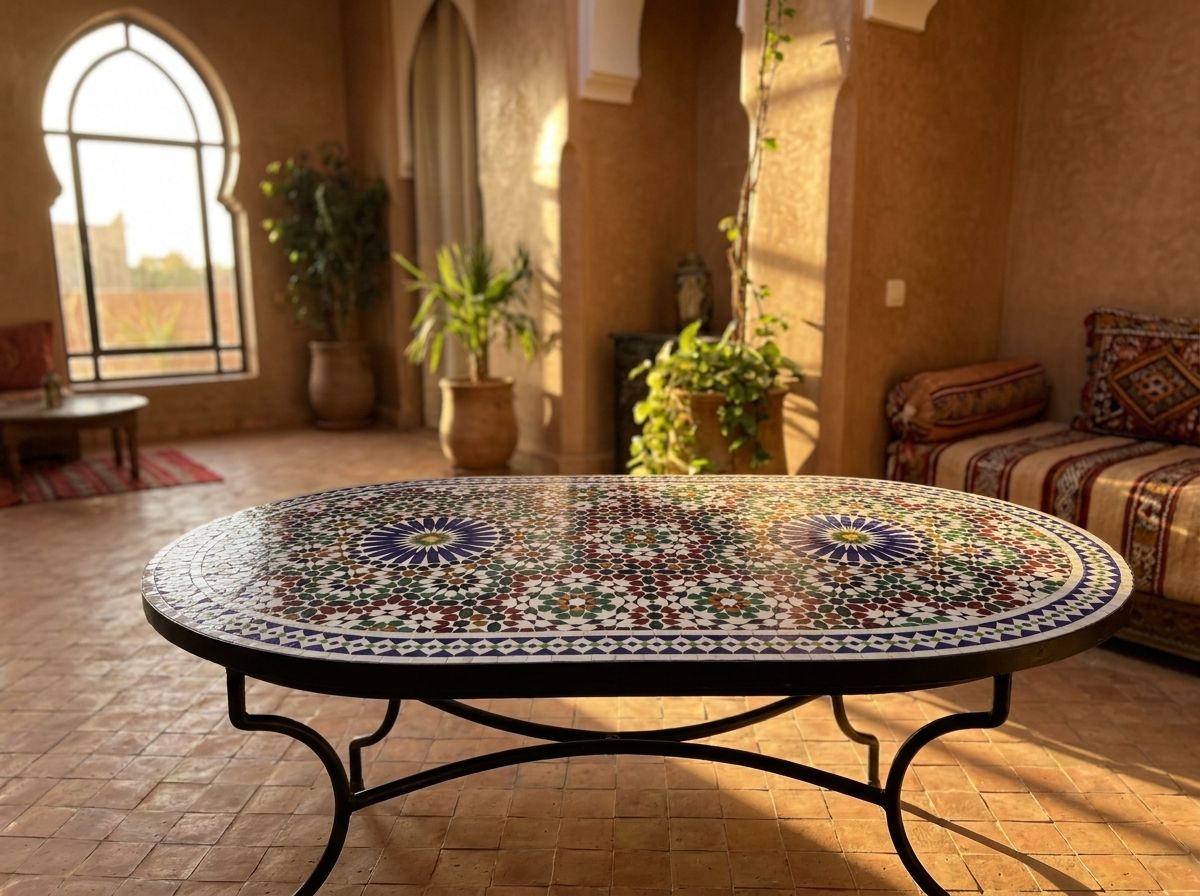 The Fez Starburst Oval Zellige Table view 3