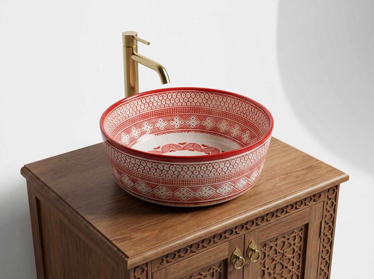 The Amira Rouge Ceramic Vessel Sink view 3