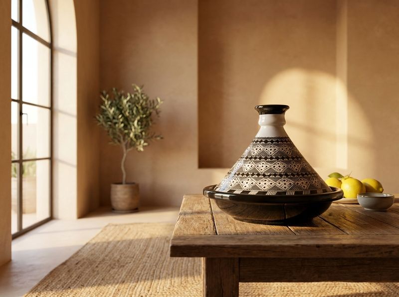 The 'Atlas Noir' Ceramic Serving Tagine detail