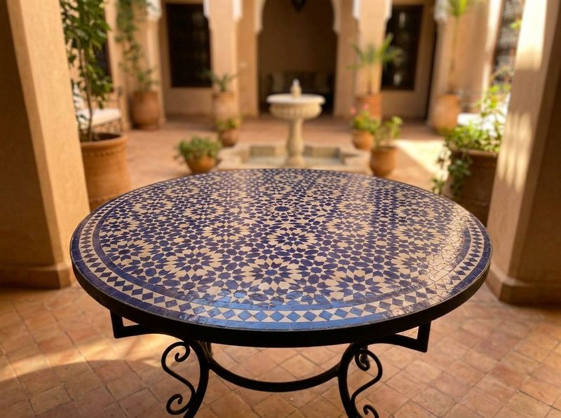 Azure Atlas Zellige Mosaic Tabletop detail