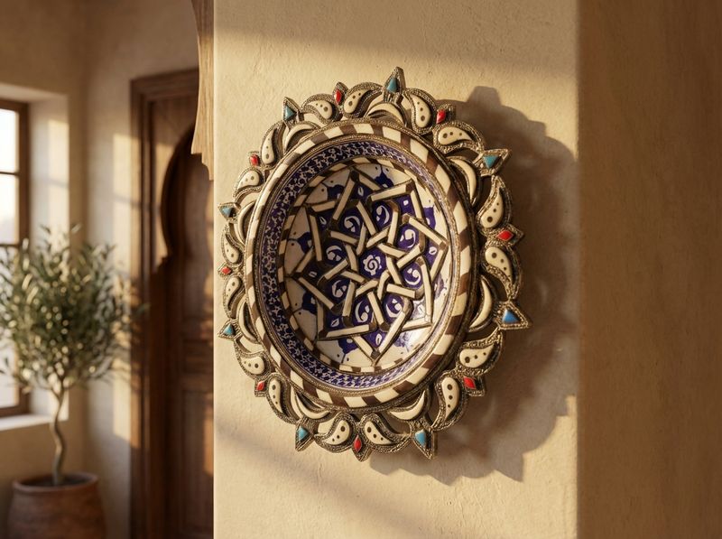 The Andalusian Star: Mixed-Media Inlay Charger detail