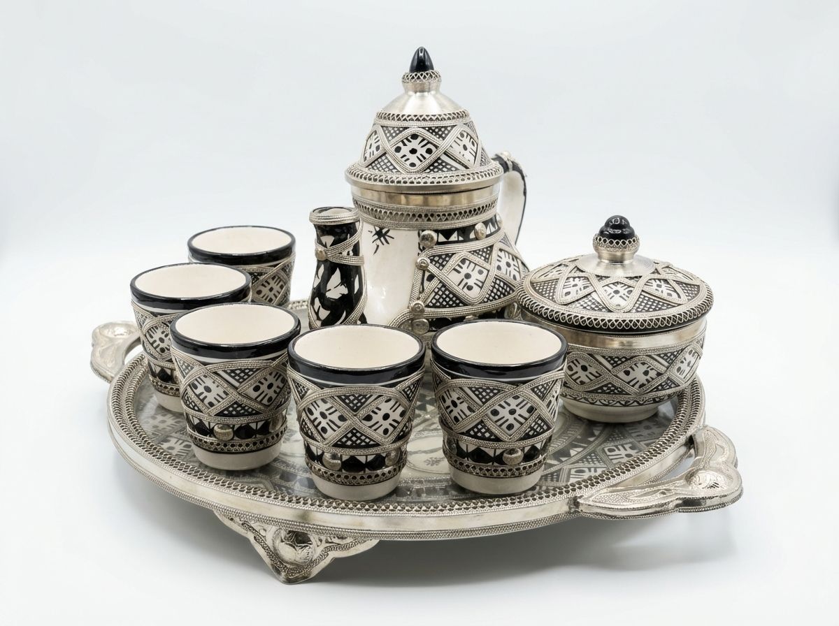 Royal Fes Filigree & Black Ceramic Tea Service for Six main view