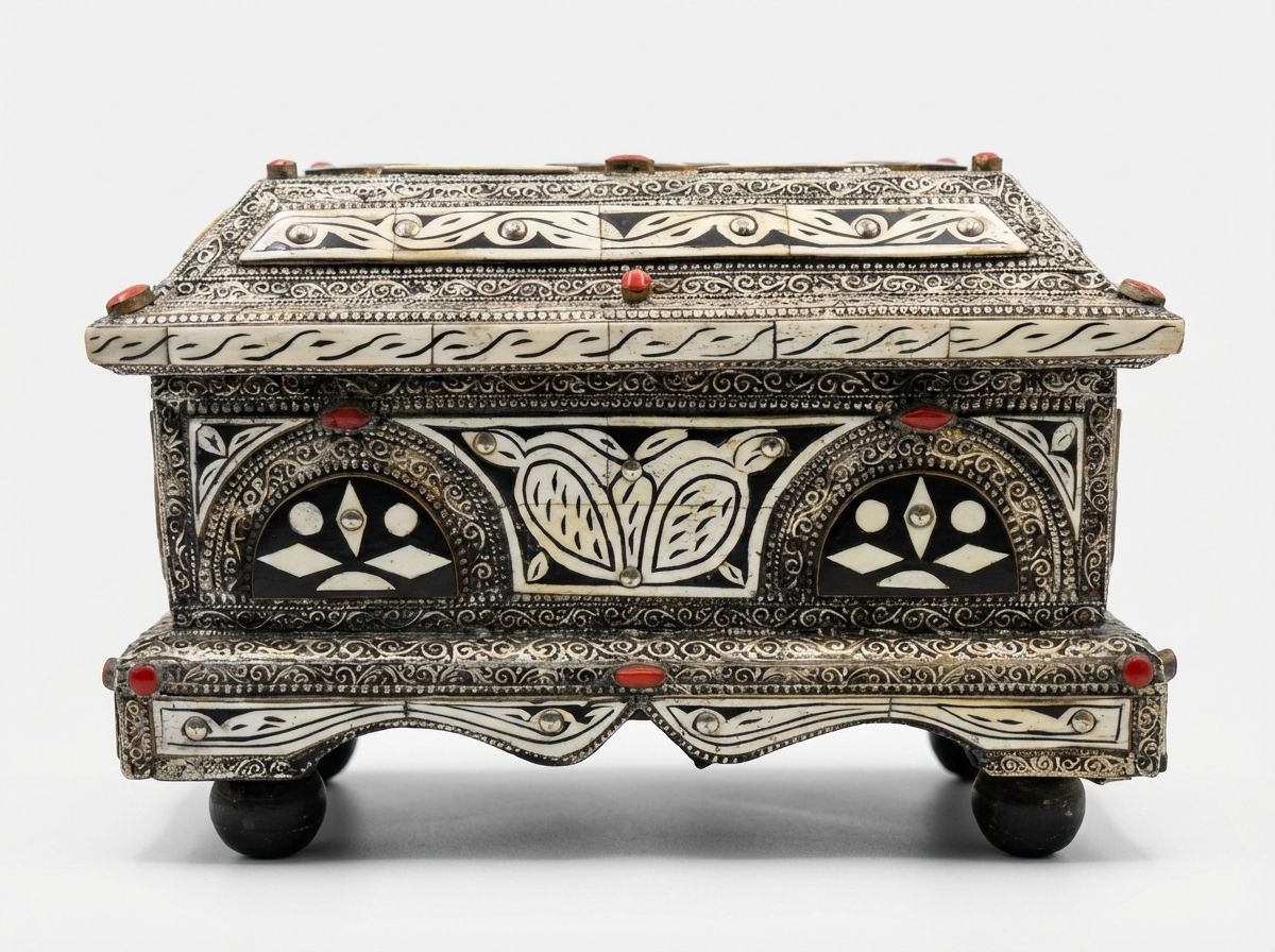 The Essaouira Silver & Bone Marquetry Treasure Box view 2