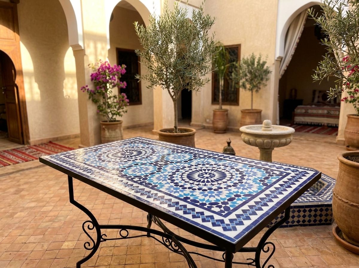 The Chefchaouen Azure Zellige Dining Table view 3