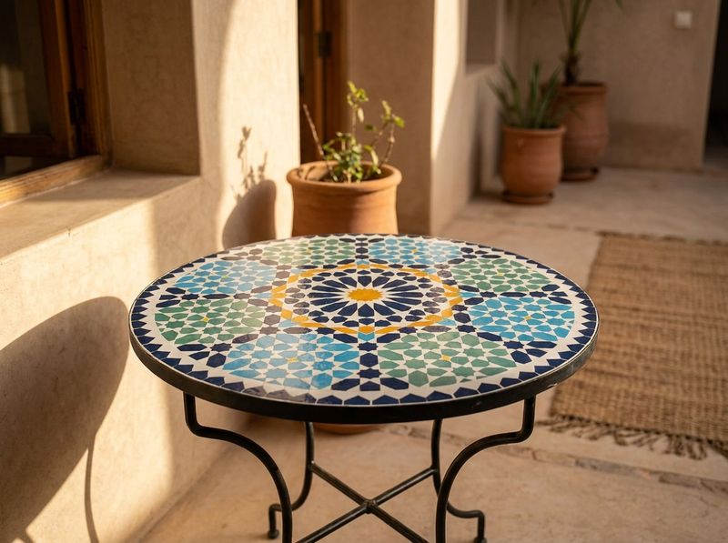 The Azure Star of Fes Zellige Table detail