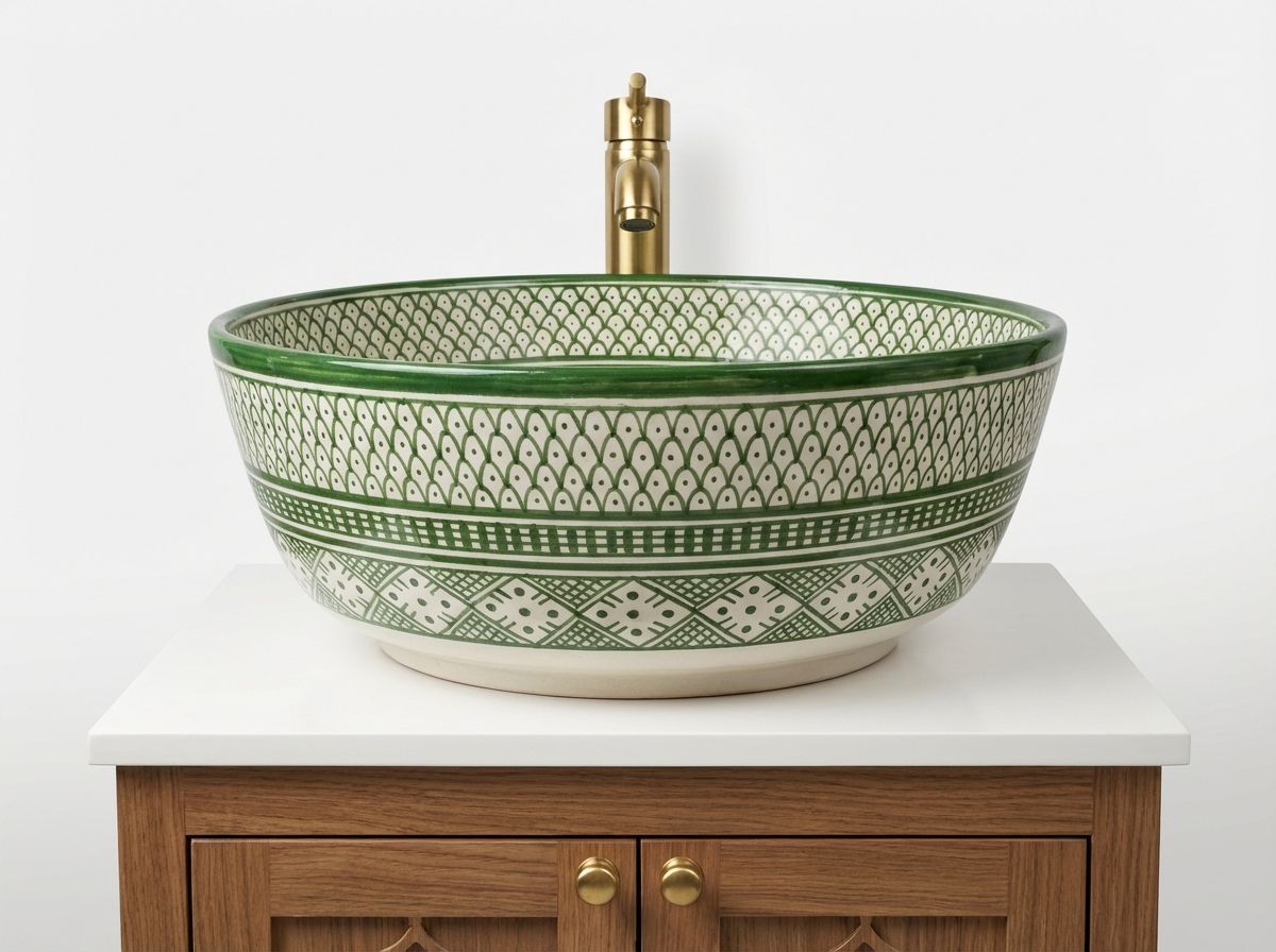 The Fassi Emerald: Hand-Painted Ceramic Vessel Sink view 2
