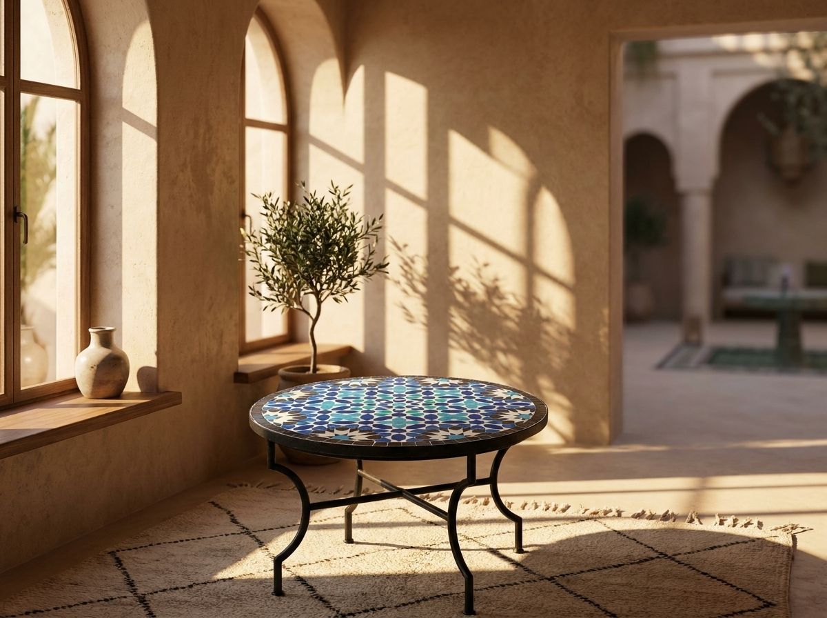 Azure Starburst Moroccan Zellige Tabletop view 3