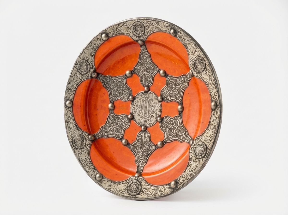 Zahra - The Radiant Orange & Silver Filigree Wall Charger view 3