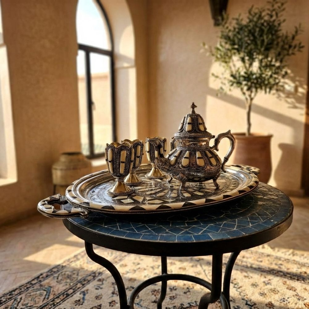 L'Or Noir - Moroccan Bone Inlay Tea Service