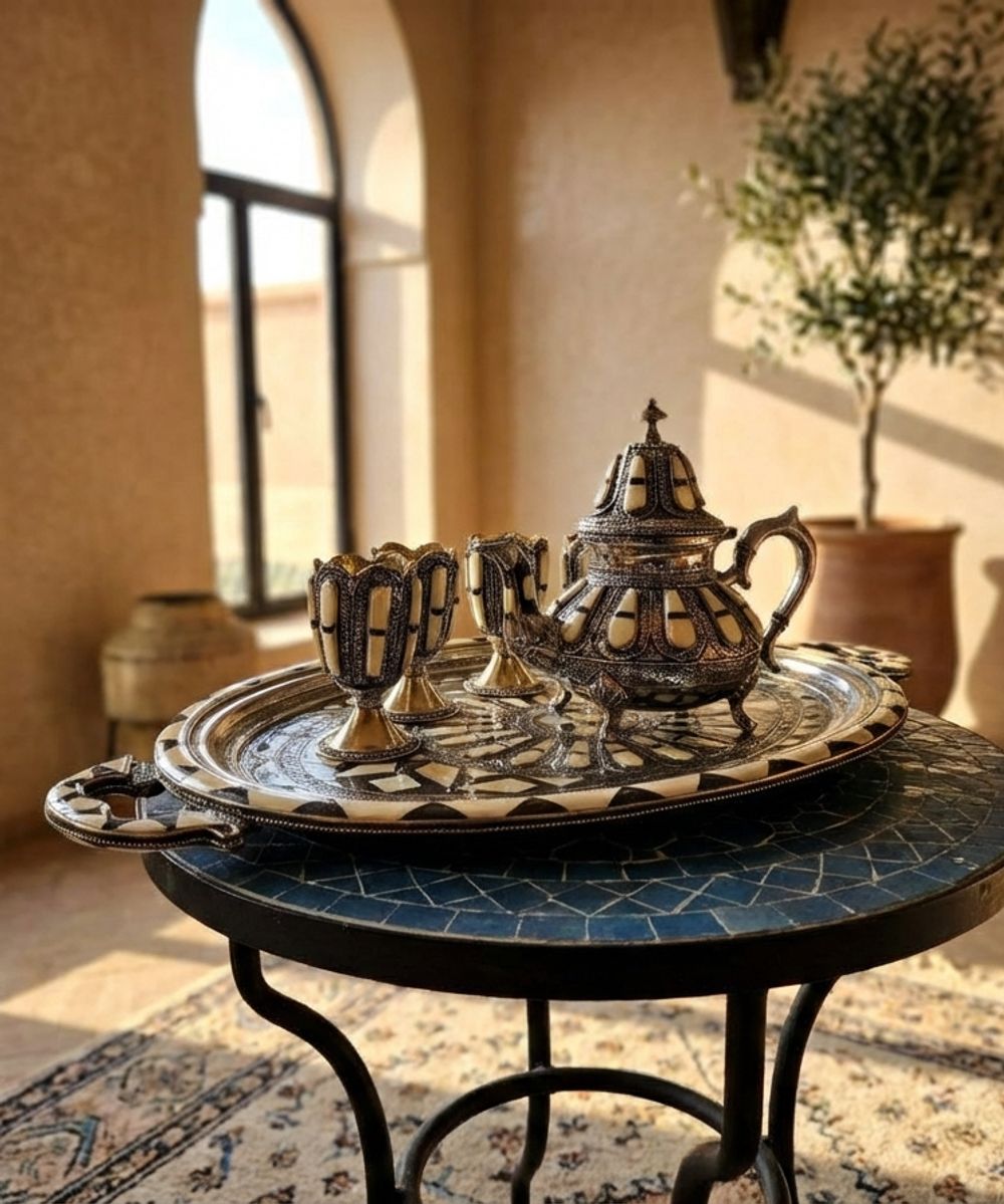 L'Or Noir - Moroccan Bone Inlay Tea Service