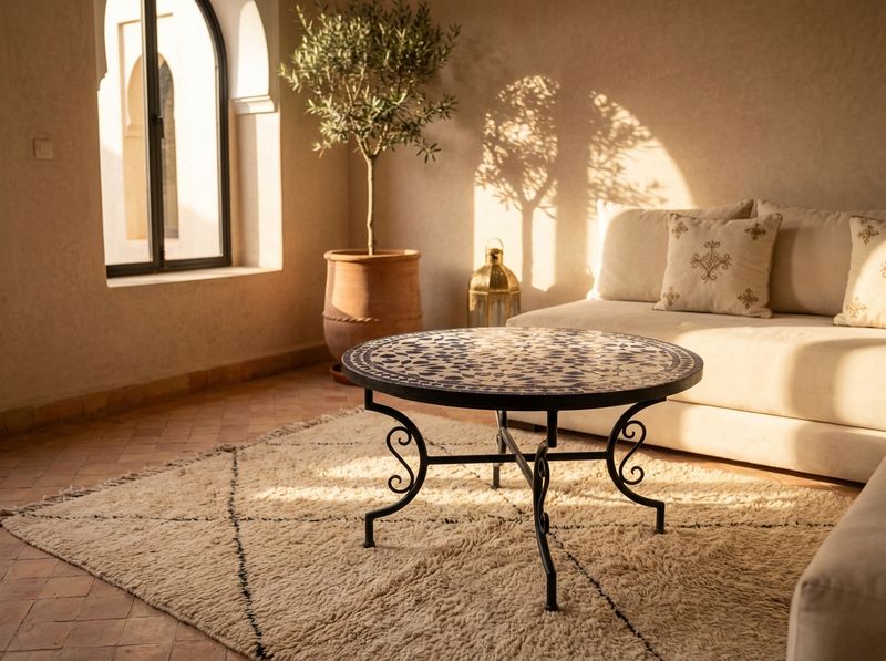 The Marrakech Medina Zellige Mosaic Table detail