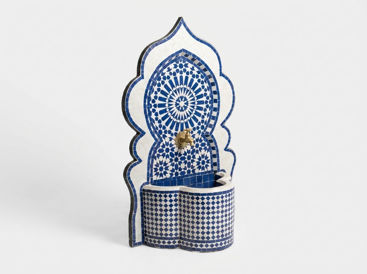 The Azure Oasis Zellij Wall Fountain view 2