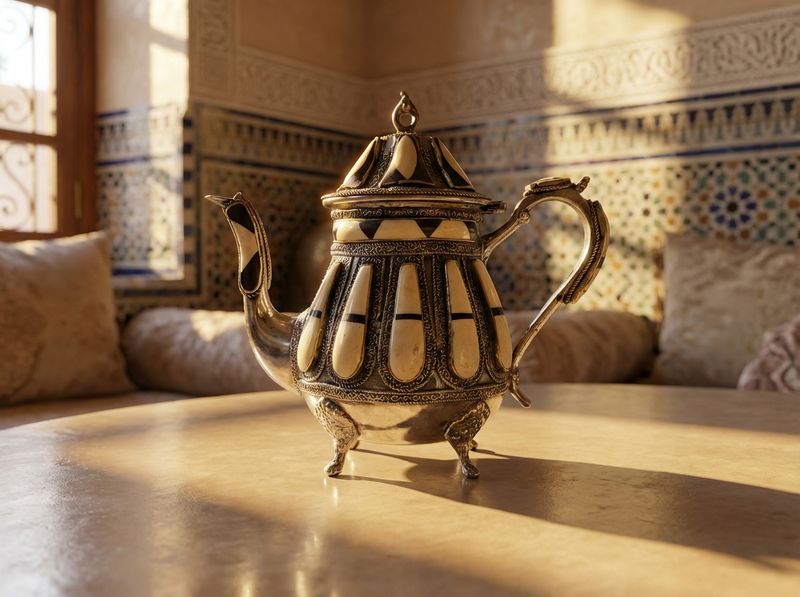 The Royal Atlas Inlay Teapot detail