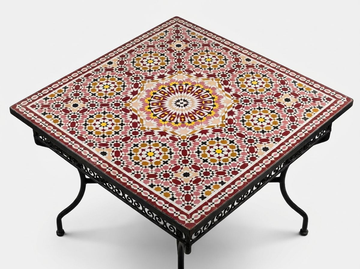 The Crimson Star of Fez Zellige Table view 2