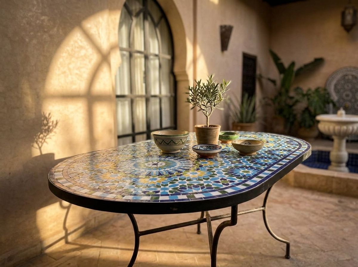 The Azure Fez Oval Zellige Table view 3
