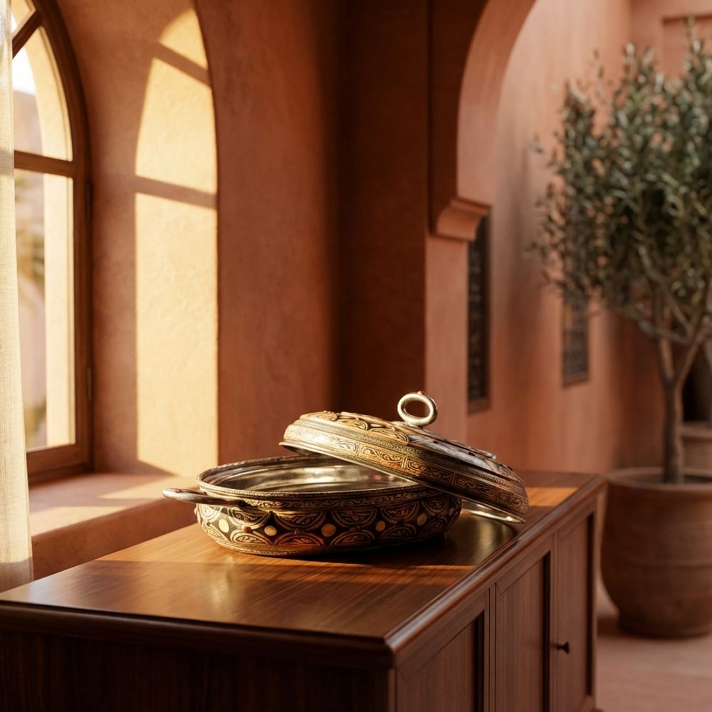 The Andalusian Oval Serving Tureen - Bone & Agate Inlay