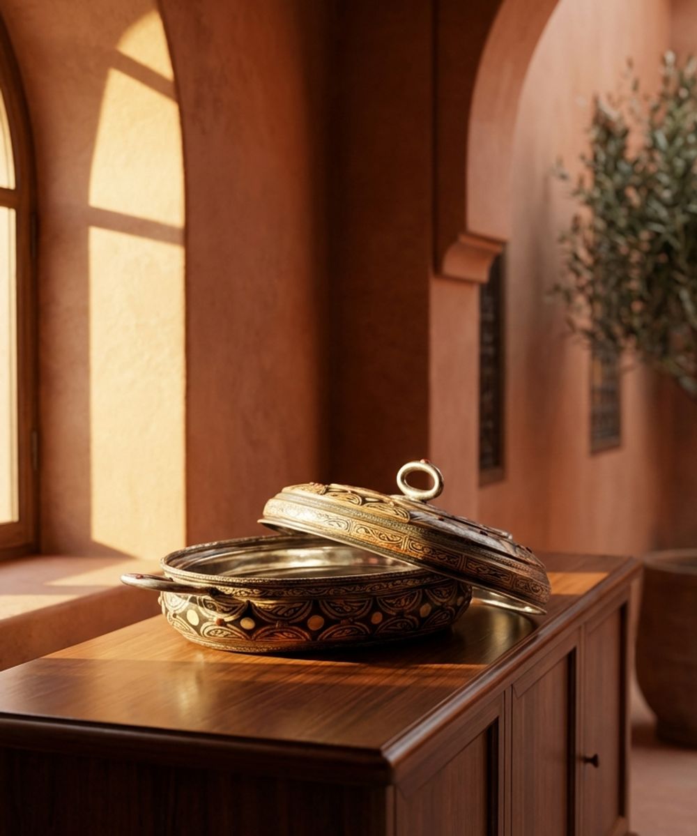 The Andalusian Oval Serving Tureen - Bone & Agate Inlay