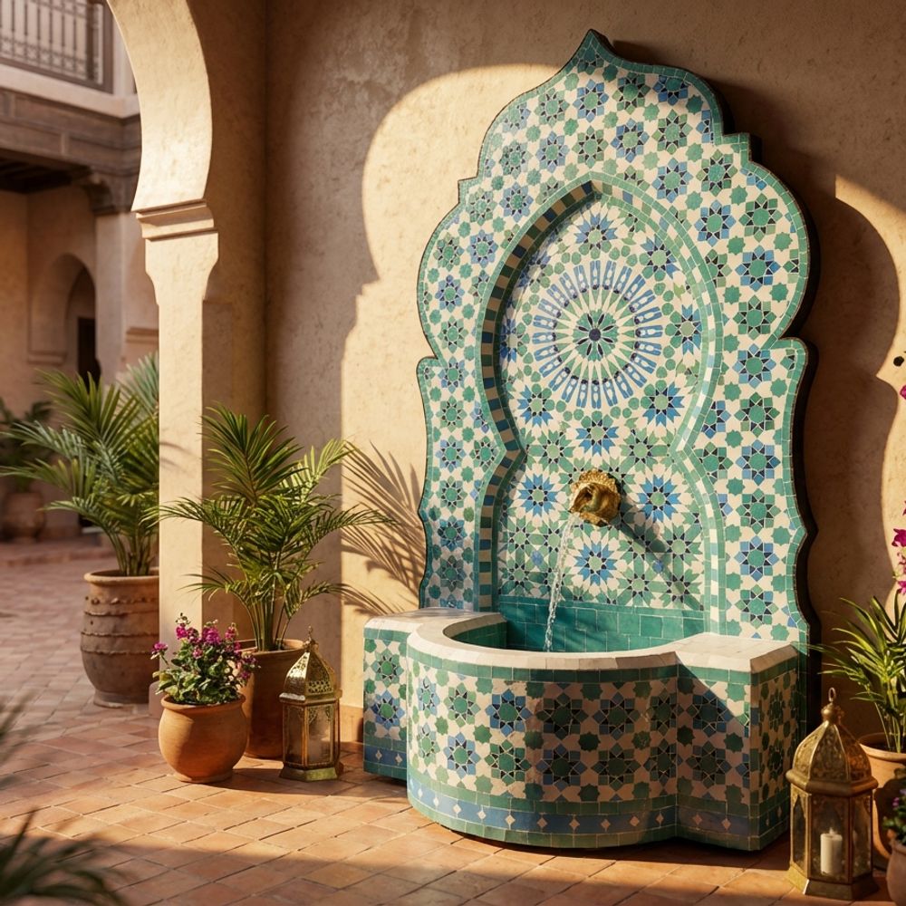 The Chefchaouen Azure Zellige Fountain