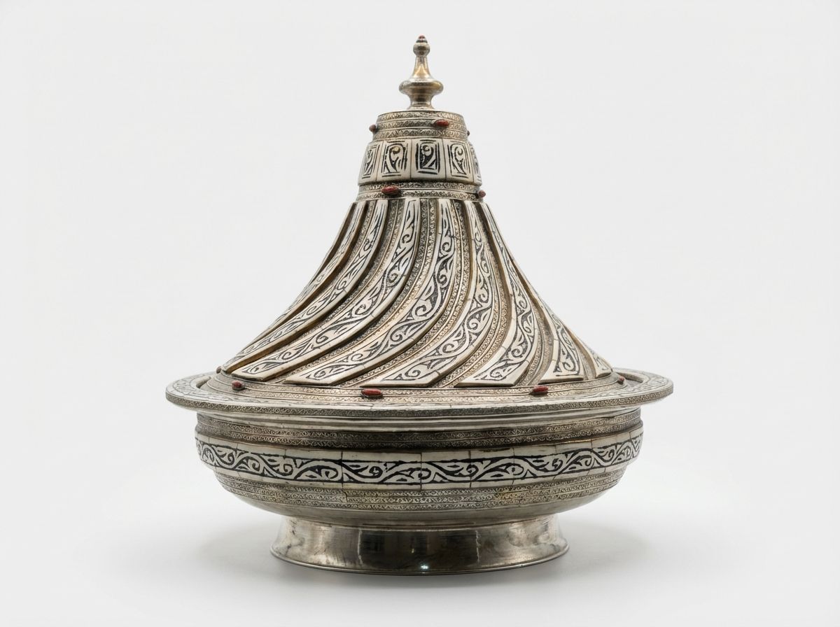The Marrakech Ceremonial Silver & Bone Inlay Tagine view 2