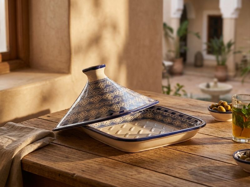The Fassi Geometric Square Serving Tagine detail