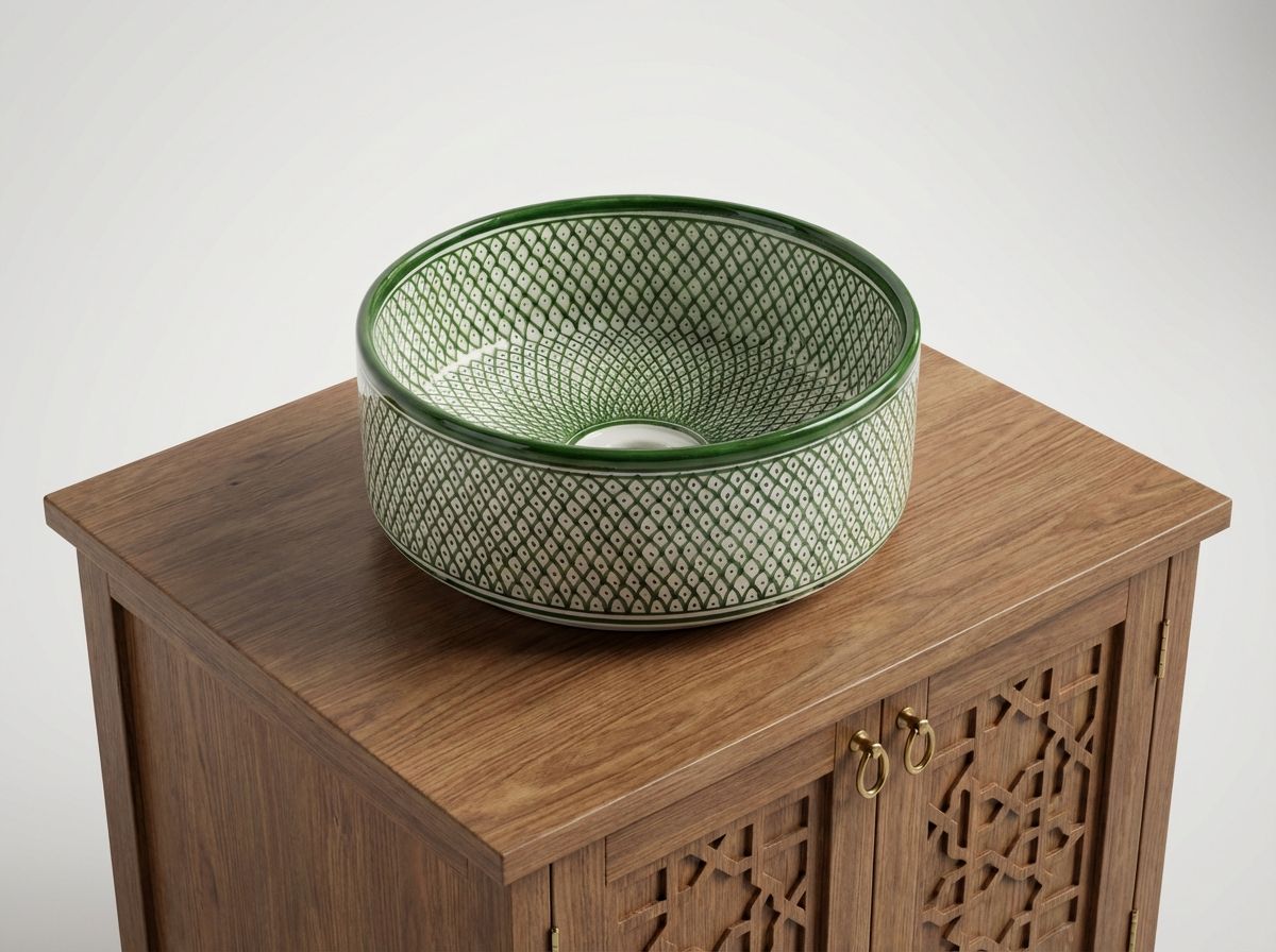 Fes Emerald Mosaic Vessel Sink view 3