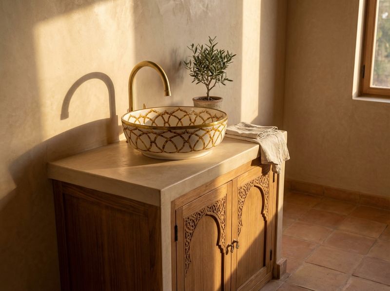 The Fes Amber Star Geometric Vessel Sink detail