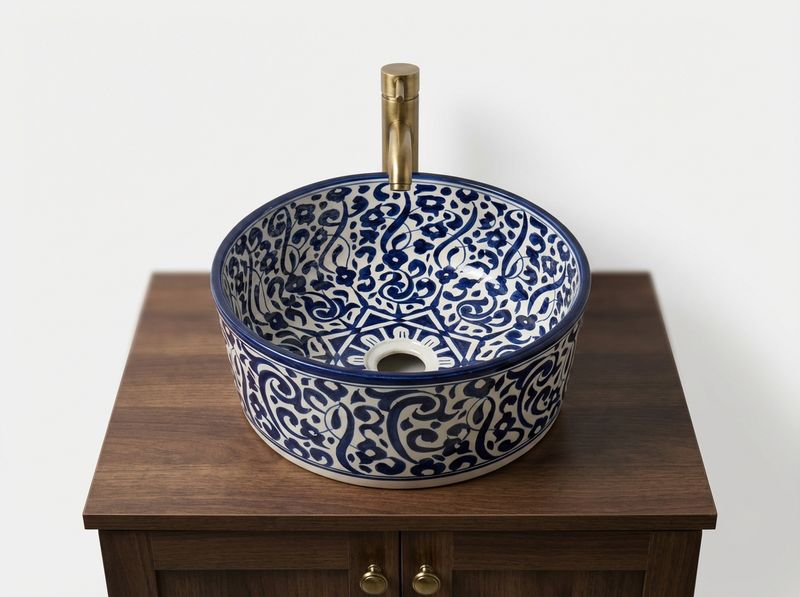 Fes Cobalt Arabesque Ceramic Vessel Sink