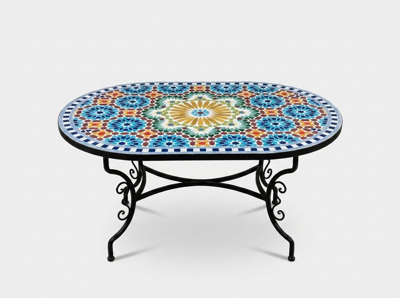 The 'Amira' Oval Zellige Mosaic Tabletop