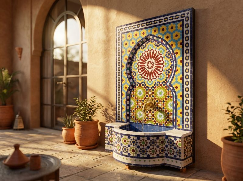The Andalusian Oasis Zellige Fountain detail