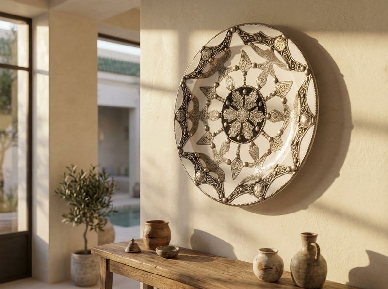 The Safi Starburst: Silver-Clad Ceramic Platter detail