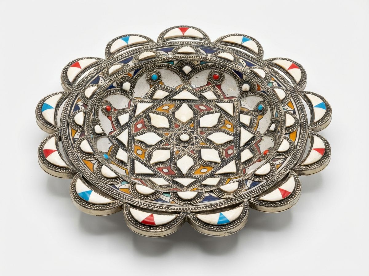 The Zahra Filigree & Bone Inlay Wall Charger view 3