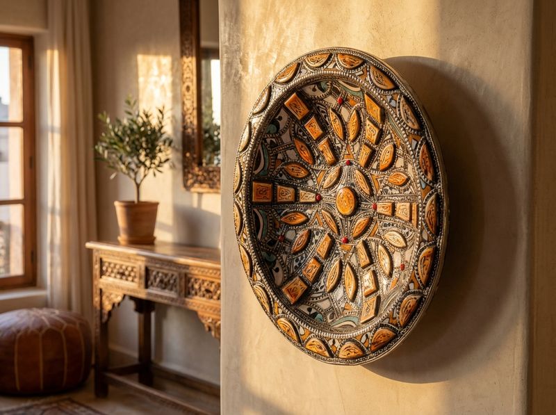 The "Amira" Sunburst Damascene Plate detail