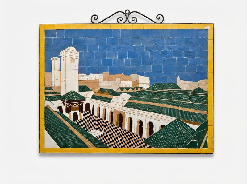 The Medina's Heart: Hand-Cut Zellige Mosaic Tableau