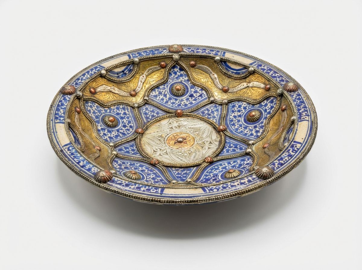 The Golden Lattice: Fez Filigree & Ceramic Bowl view 3