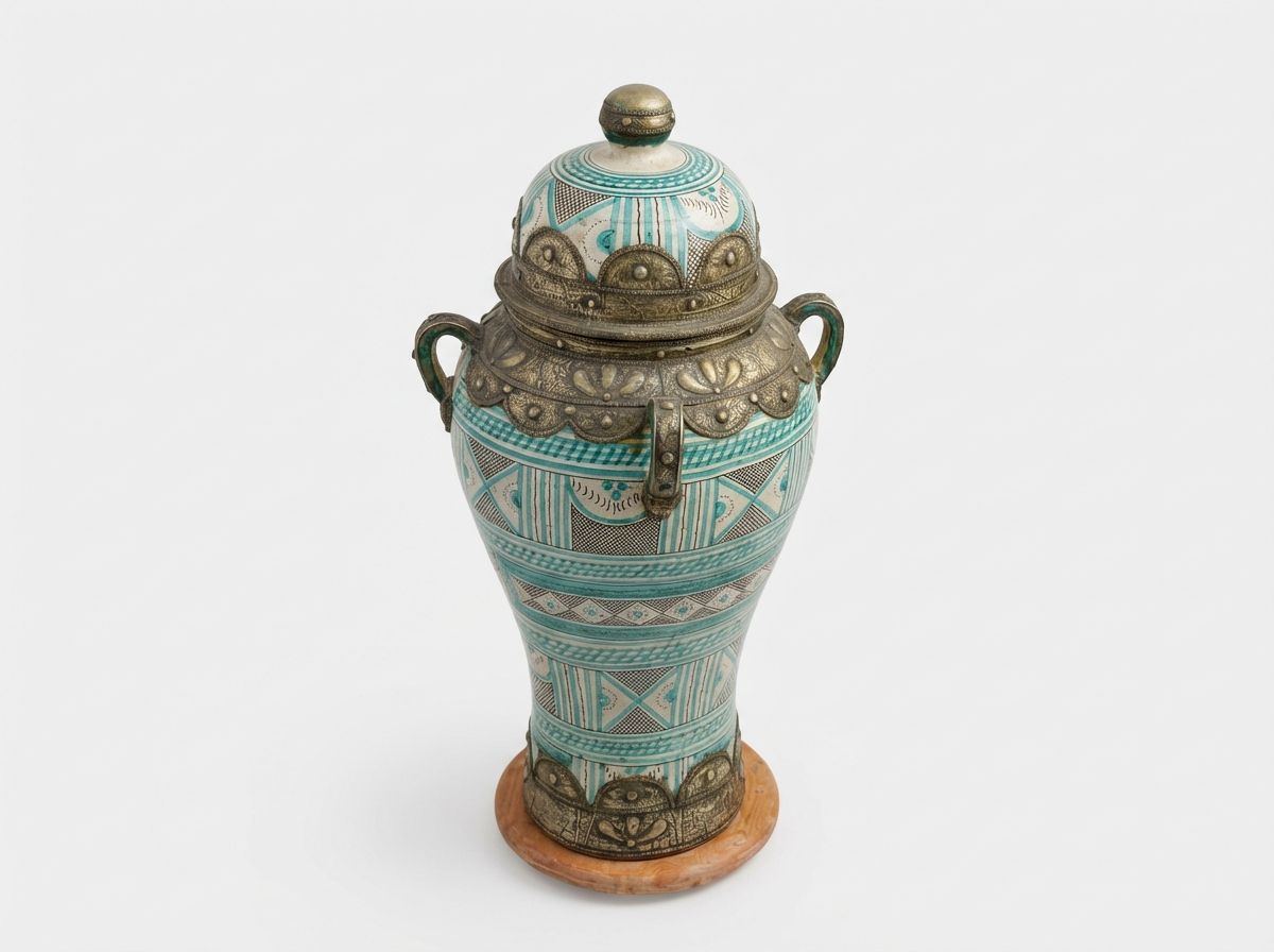 The Atlas Turquoise & Brass Ceremonial Urn view 3