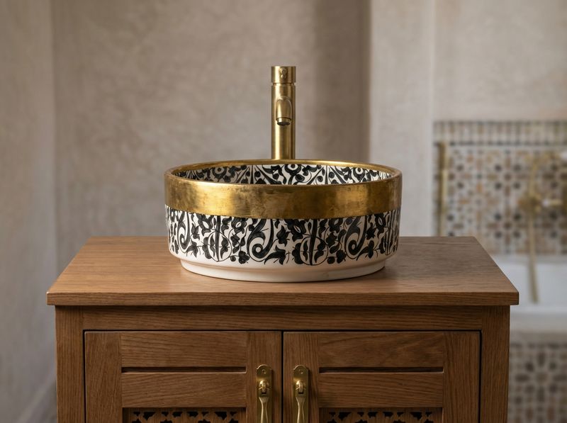 Fes Noir & Brass Royale Vessel Sink
