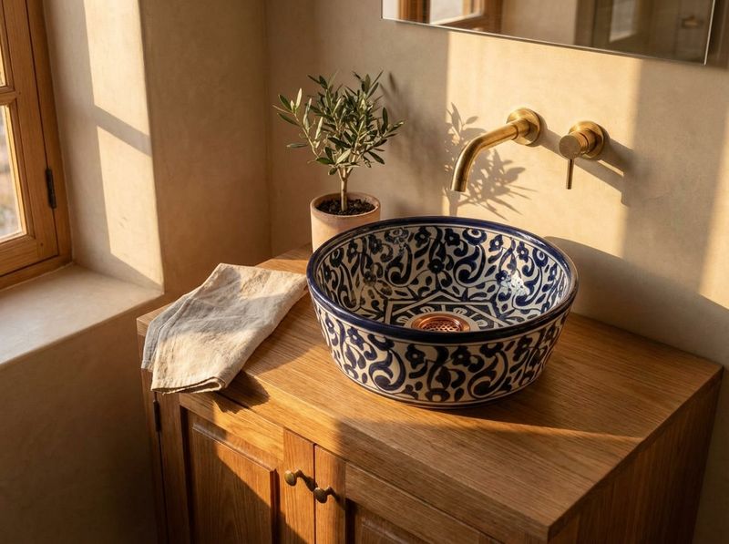 The Fes Cobalt Arabesque Vessel Sink detail