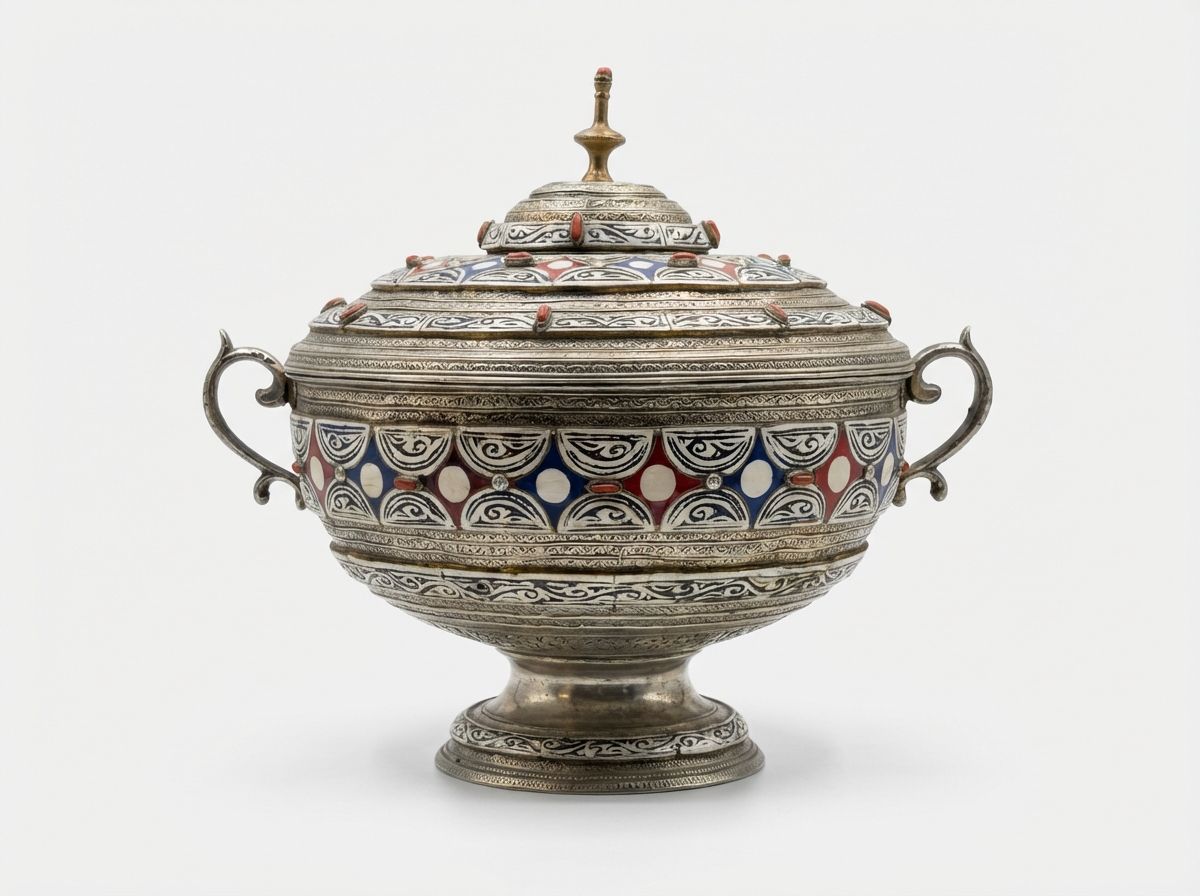 The Fez Jewel: Enamelled Silver & Coral Tureen view 2
