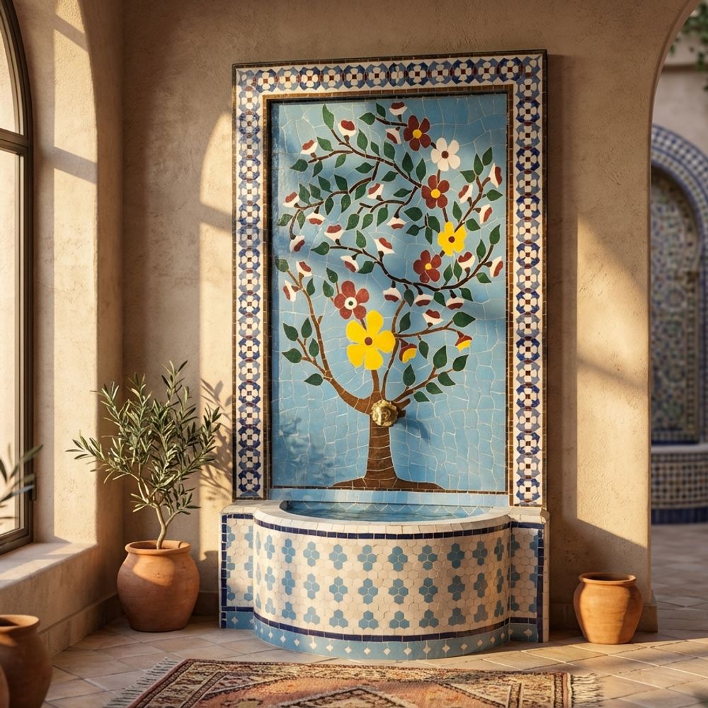 The Andalusian Oasis: 'Tree of Life' Zellige Fountain