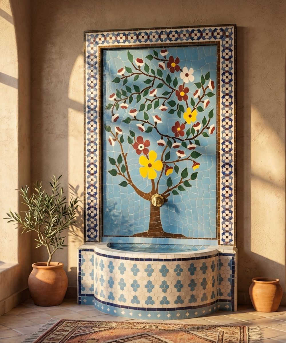 The Andalusian Oasis: 'Tree of Life' Zellige Fountain
