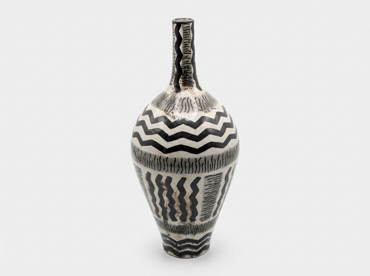 The 'Atlas' Monochrome Tribal Crackle Vase view 3