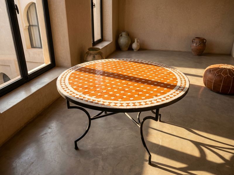 Sahara Glow Zellige Mosaic Table detail