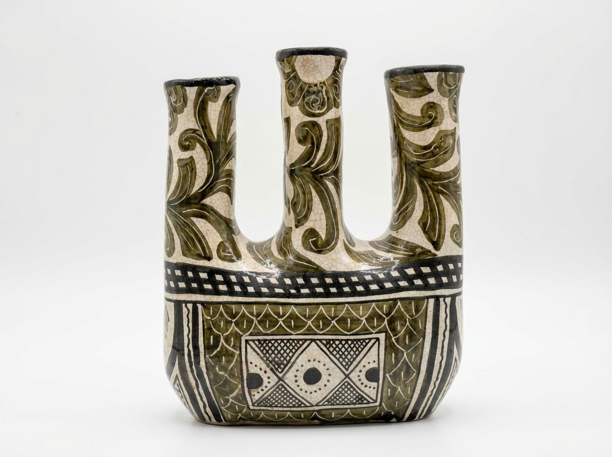 The Fez Triad: Olive & Charcoal Ceramic Tulipiere view 2