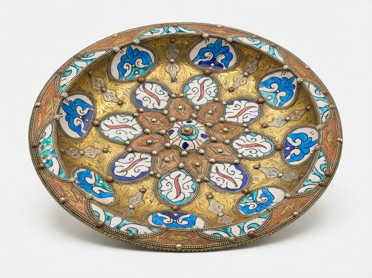 The Fez Jewel: Brass & Enamel Ceremonial Charger view 3