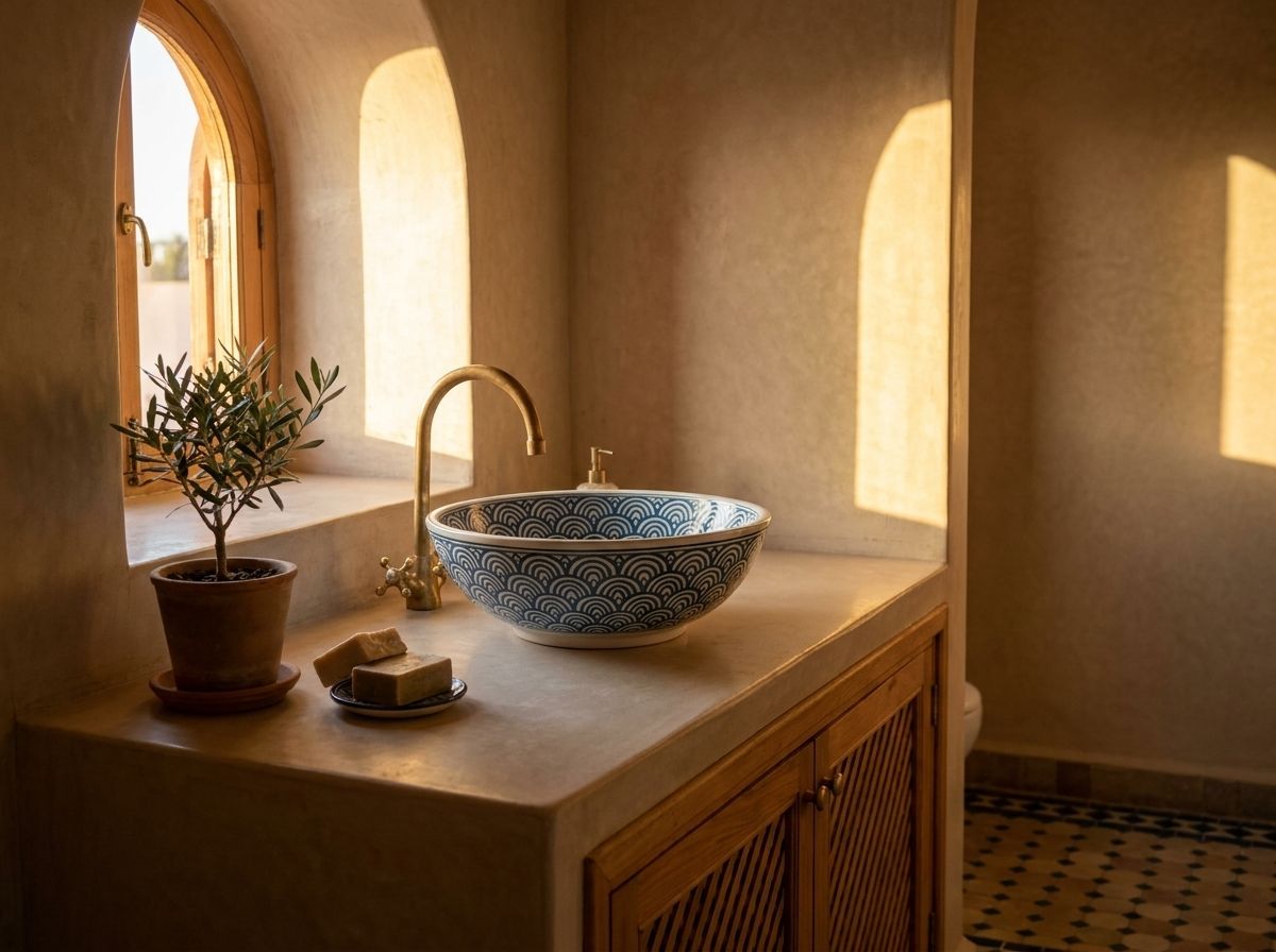 Fes Azure Scale Ceramic Vessel Sink view 3